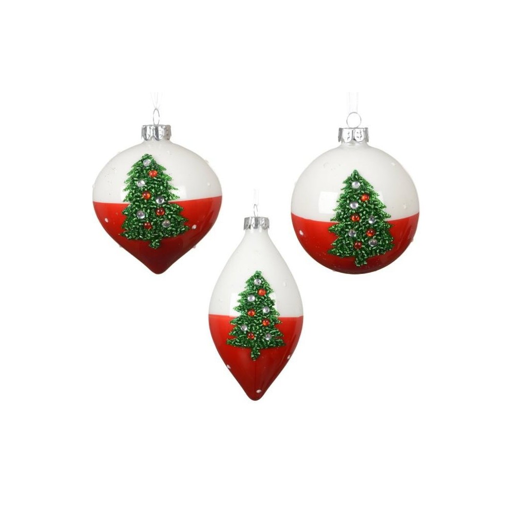 SFERE VETRO ALBERO GLITTER 3 ASSORTITI D.8